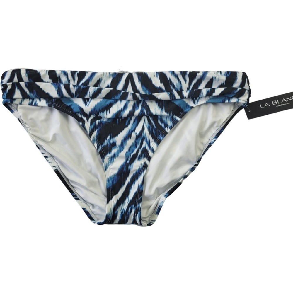 NWT La Blanca Blue White Bikini Bottom size 16